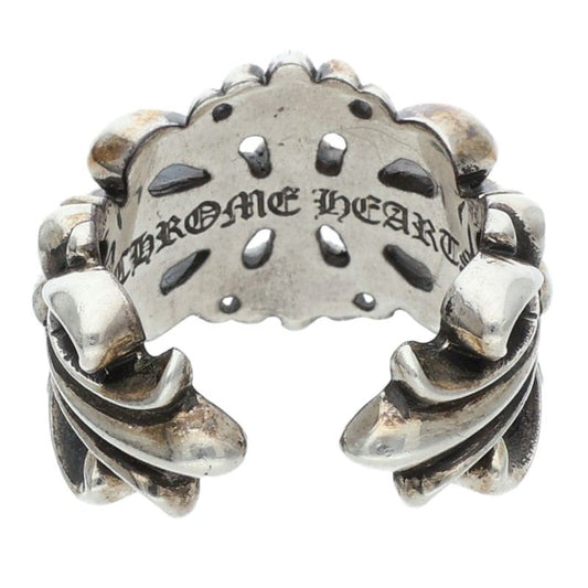 Chrome Hearts Double Floral Cross Silver Ring Size ONE SIZE