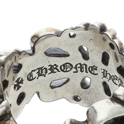 Chrome Hearts Double Floral Cross Silver Ring Size US 10.5