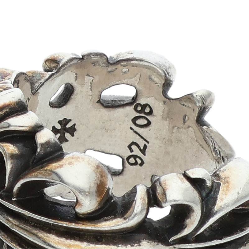 Chrome Hearts Double Floral Cross Silver Ring Size US 10.5