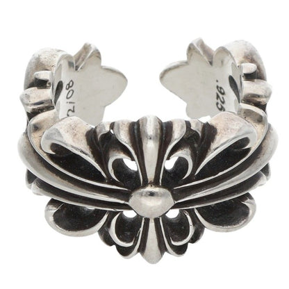 Chrome Hearts DBL FLRL CRS Silver Ring Size 17.5