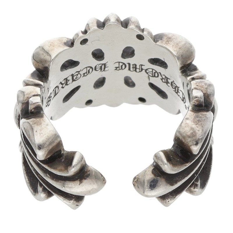 Chrome Hearts DBL FLRL CRS Silver Ring Size 17.5