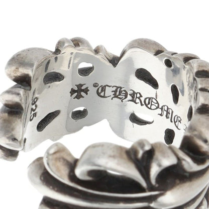 Chrome Hearts DBL FLRL CRS Silver Ring Size 17.5