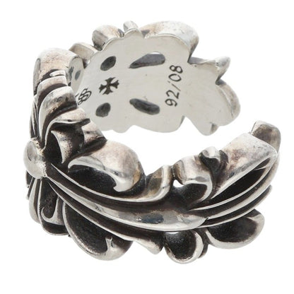 Chrome Hearts DBL FLRL CRS Silver Ring Size 17.5
