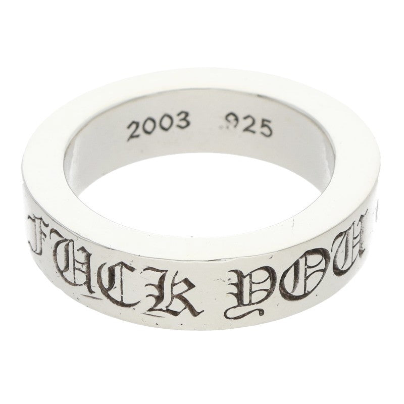 Chrome Hearts 6mm Spacer Fuck You Silver Ring Size US 8.5