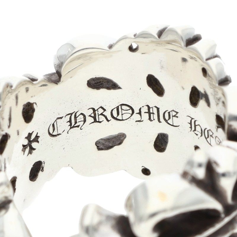 Chrome Hearts DBL FLRL CRS Silver Ring Size ONE SIZE
