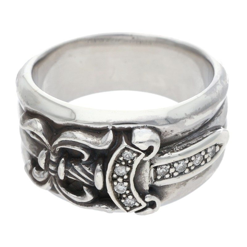 Chrome Hearts Dagger Pave Diamond Silver Ring Size ONE SIZE