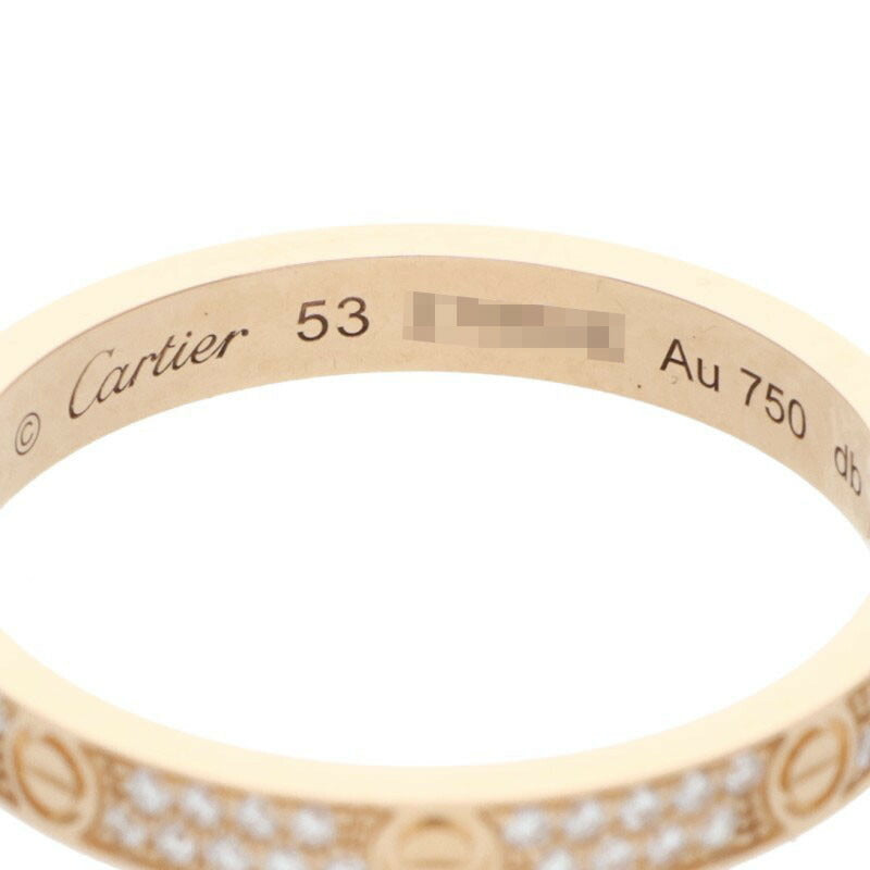 Cartier Mini Love Ring 18K YG Pave Diamond Size ONE SIZE