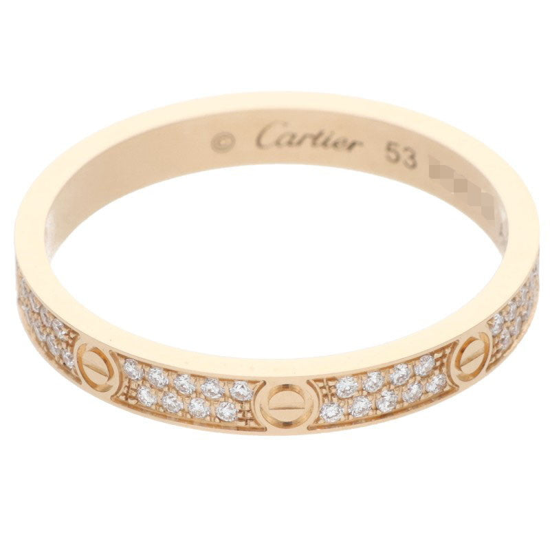 Cartier Mini Love Ring 18K YG Pave Diamond Size ONE SIZE