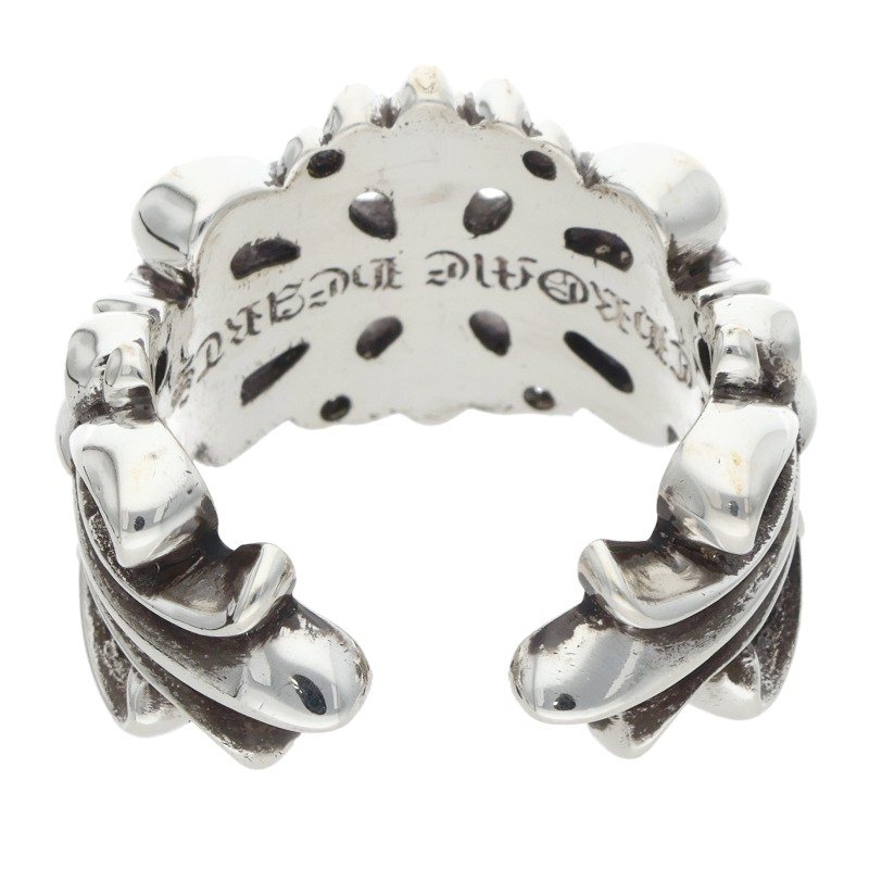 Chrome Hearts Double Floral Cross Silver Ring Size JP 24