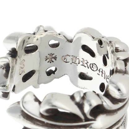 Chrome Hearts Double Floral Cross Silver Ring Size JP 24