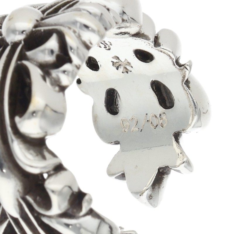 Chrome Hearts Double Floral Cross Silver Ring Size JP 24
