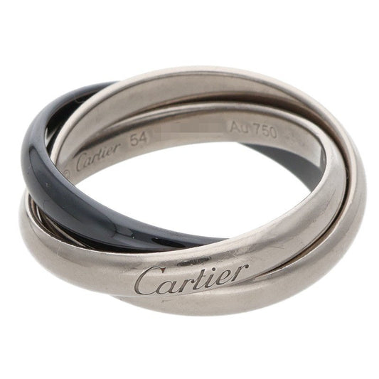 Cartier Trinity MM 18K WG Ceramic Ring Size US 7