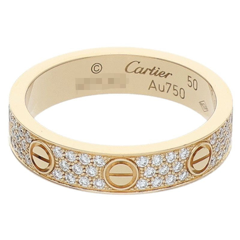 Cartier MINI LOVE RING K18YG Pave Diamond Ring Size US 5.5