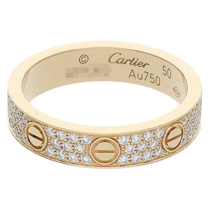 Cartier MINI LOVE RING K18YG Pave Diamond Ring Size US 5.5