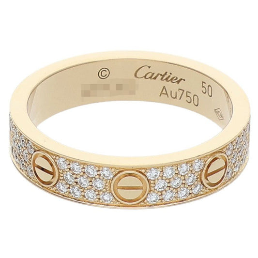 Cartier MINI LOVE RING K18YG Pave Diamond Ring Size 50