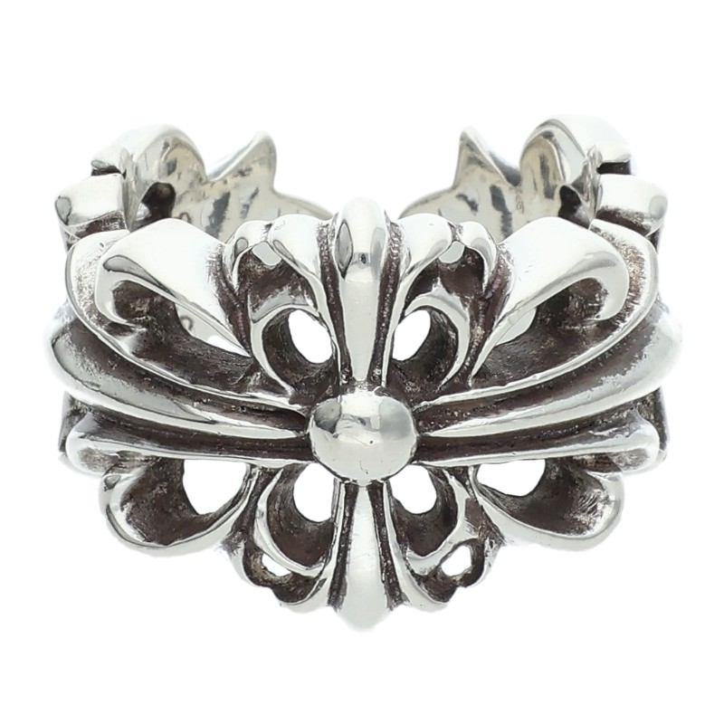 Chrome Hearts Double Floral Cross Ring Size ONE SIZE Silver