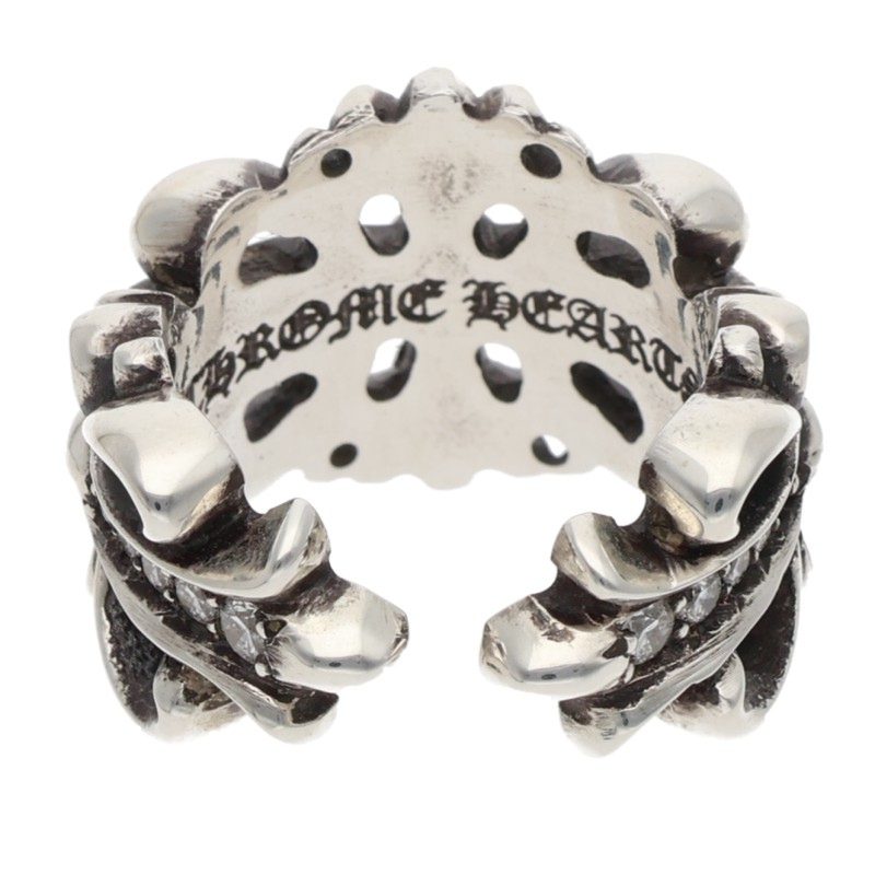 Chrome Hearts DBL FLRL CRS P D Silver Ring Size ONE SIZE