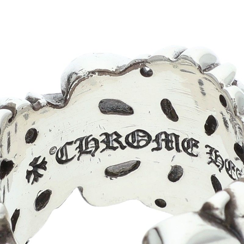 Chrome Hearts DBL FLRL CRS Silver Ring Size ONE SIZE