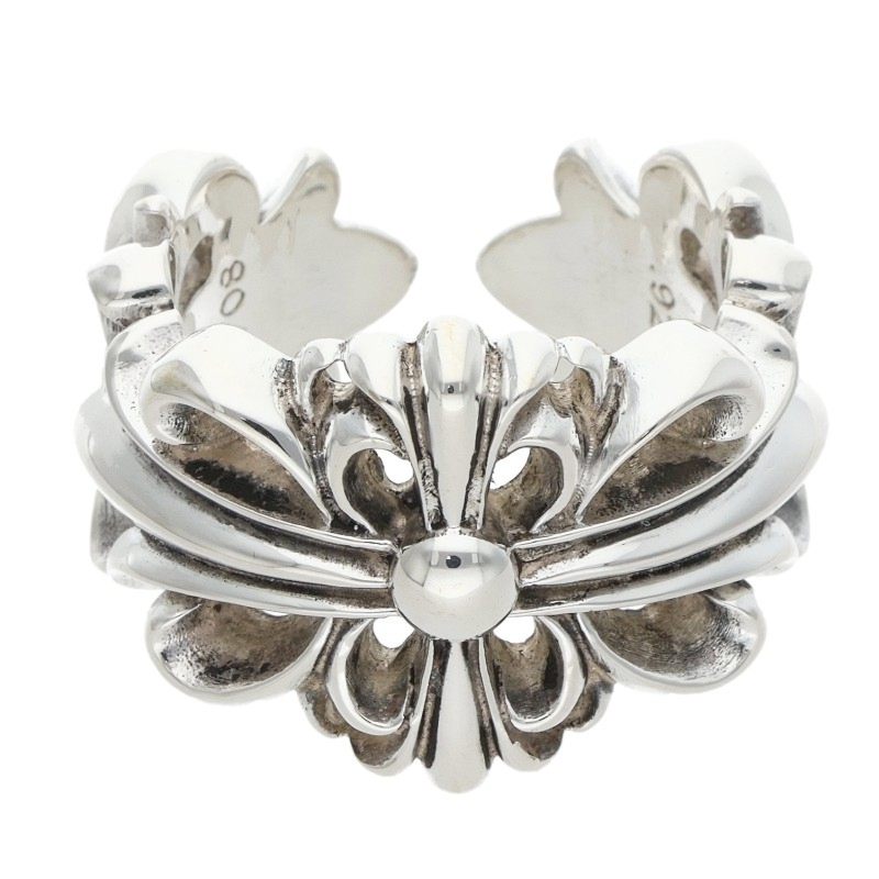 Chrome Hearts DBL FLRL CRS Silver Ring Size ONE SIZE