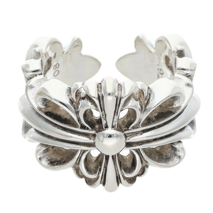 Chrome Hearts DBL FLRL CRS Silver Ring Size ONE SIZE
