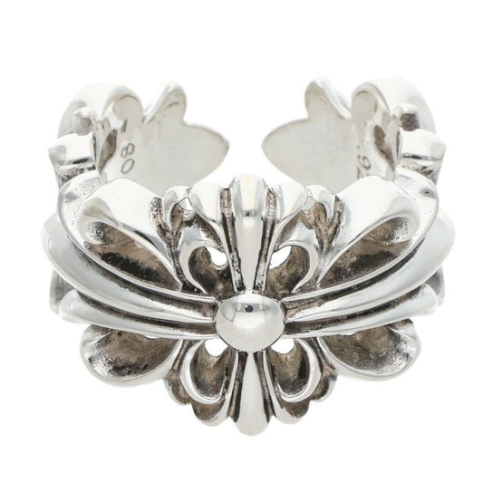 Chrome Hearts DBL FLRL CRS Silver Ring Size ONE SIZE