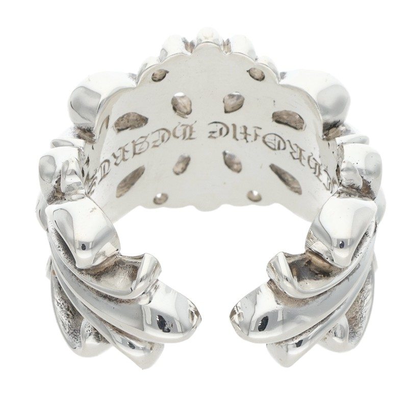 Chrome Hearts DBL FLRL CRS Silver Ring Size ONE SIZE