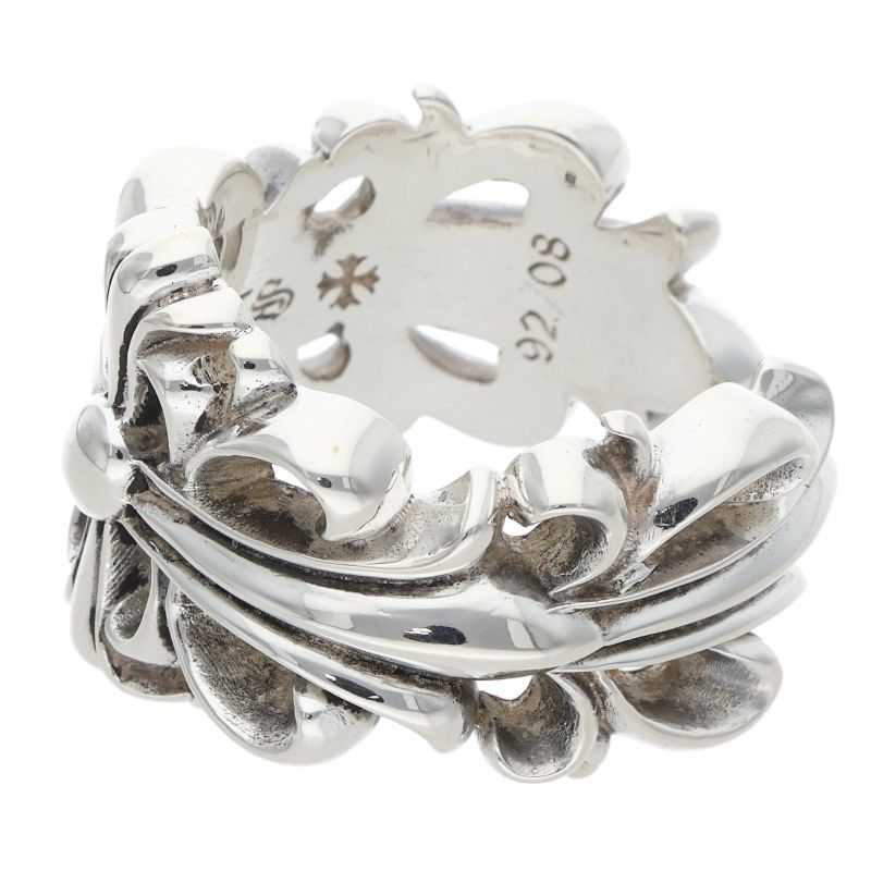 Chrome Hearts DBL FLRL CRS Silver Ring Size ONE SIZE