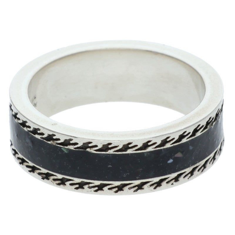 GUCCI Silver Black Interlocking G Ring Size 12.5