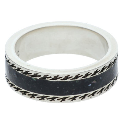 GUCCI Silver Black Interlocking G Ring Size 12.5