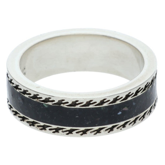 GUCCI Silver Black Interlocking G Ring Size 12.5