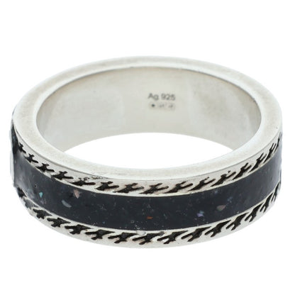 GUCCI Silver Black Interlocking G Ring Size 12.5