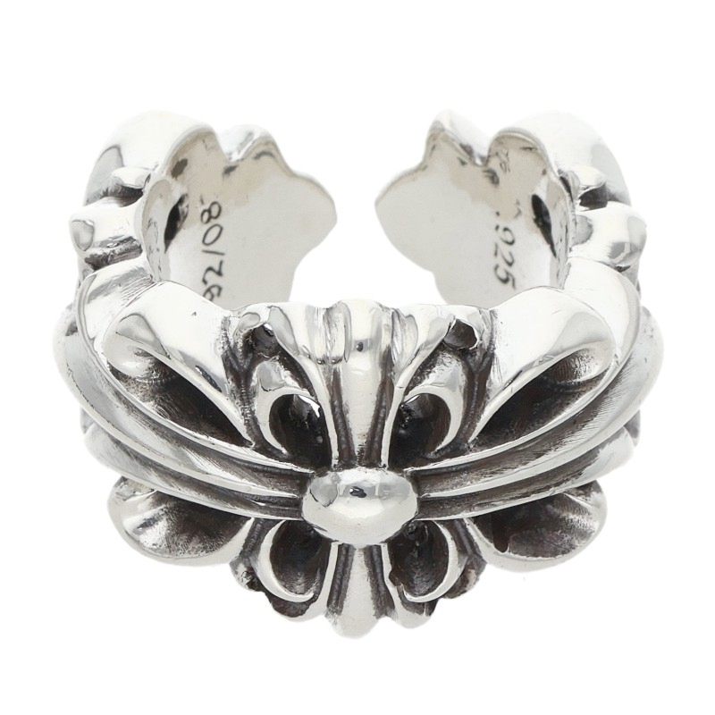 Chrome Hearts DBL FLRL CRS Silver Ring 925 Size ONE SIZE