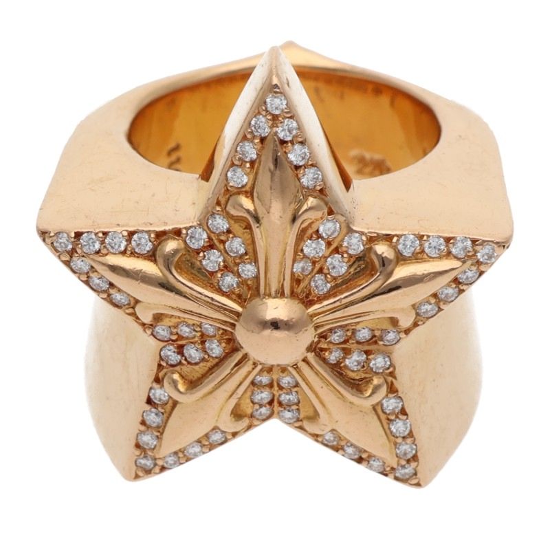 Chrome Hearts 22K Large Star Pave Diamond Ring Size JP 14