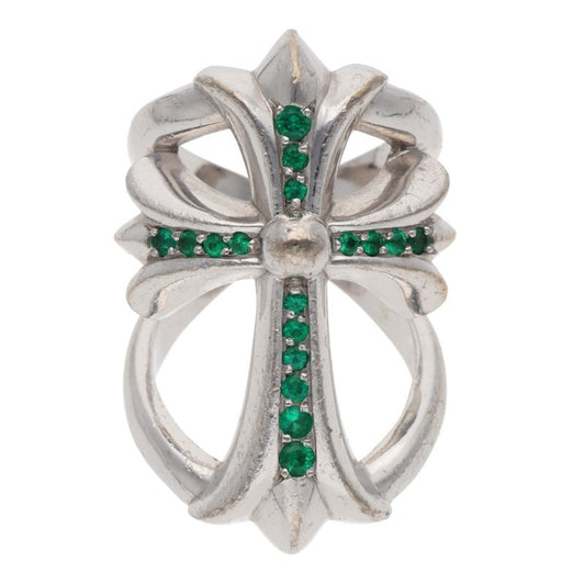 Chrome Hearts 18K Infinity CH Emerald Ring Size ONE SIZE