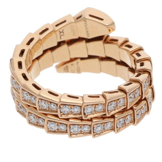 BVLGARI Serpenti Viper 18K Pink Gold Diamond Ring Size XL