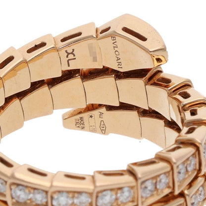 BVLGARI Serpenti Viper 18K Pink Gold Diamond Ring Size XL