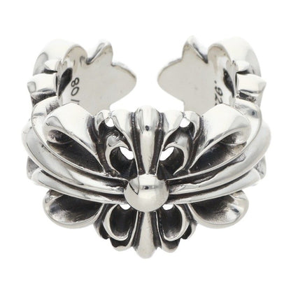 Chrome Hearts DBL FLRL CRS Silver Ring Size ONE SIZE