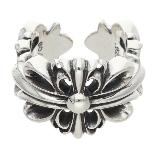 Chrome Hearts DBL FLRL CRS Silver Ring Size ONE SIZE