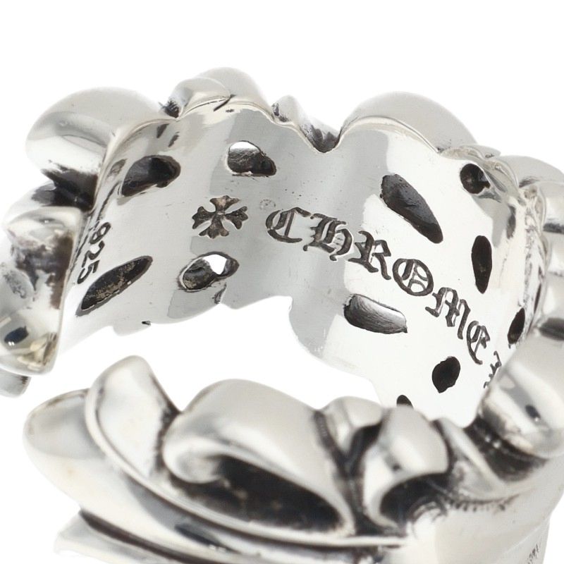 Chrome Hearts DBL FLRL CRS Silver Ring Size ONE SIZE
