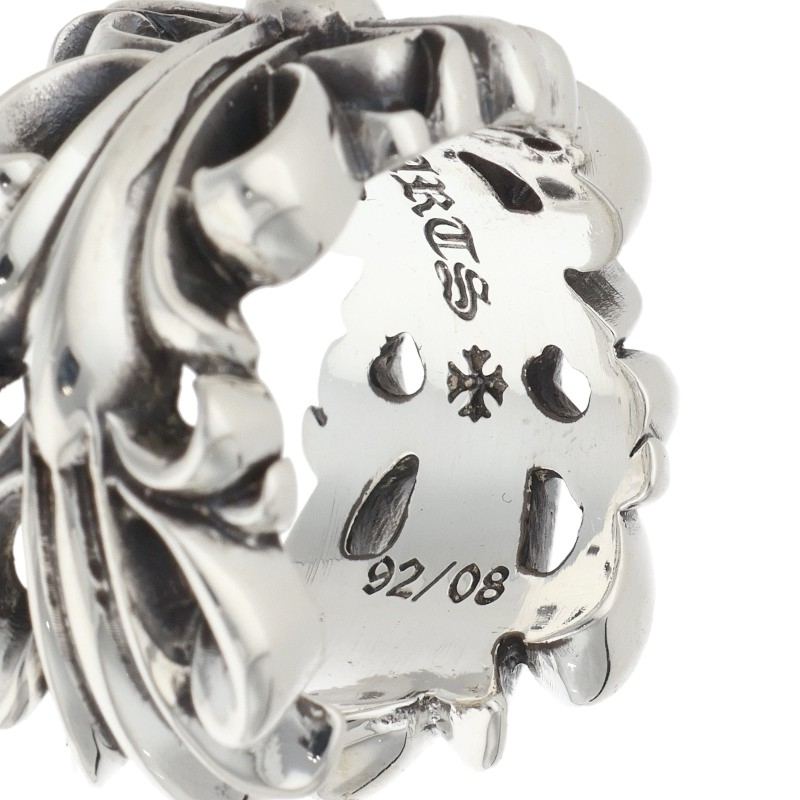 Chrome Hearts DBL FLRL CRS Silver Ring Size ONE SIZE