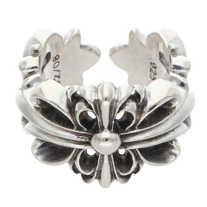 Chrome Hearts DBL FLRL CRS Silver Ring Size ONE SIZE