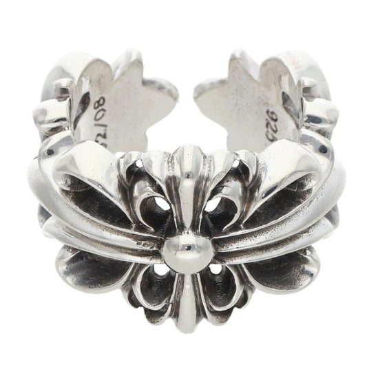 Chrome Hearts DBL FLRL CRS Silver Ring Size ONE SIZE