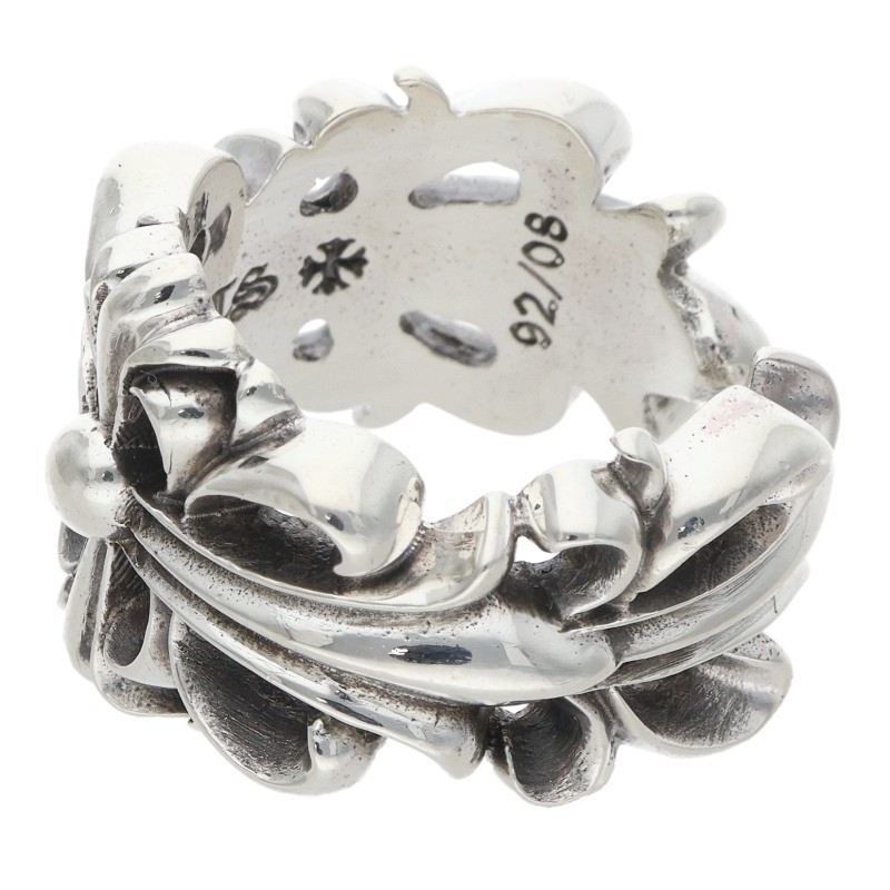 Chrome Hearts DBL FLRL CRS Silver Ring Size ONE SIZE