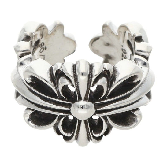 Chrome Hearts DBL FLRL CRS Silver Ring Size ONE SIZE
