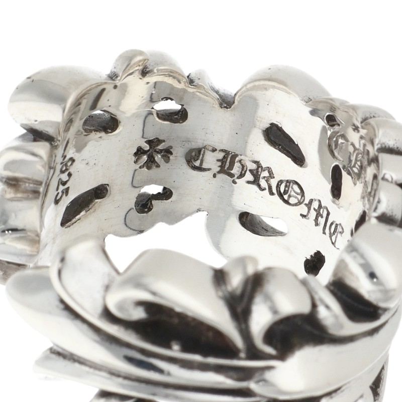 Chrome Hearts DBL FLRL CRS Silver Ring Size ONE SIZE