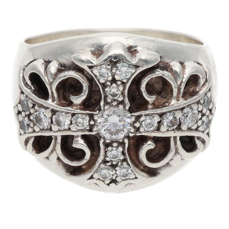 Chrome Hearts Keeper Pave Diamond Silver Ring Size ONE SIZE