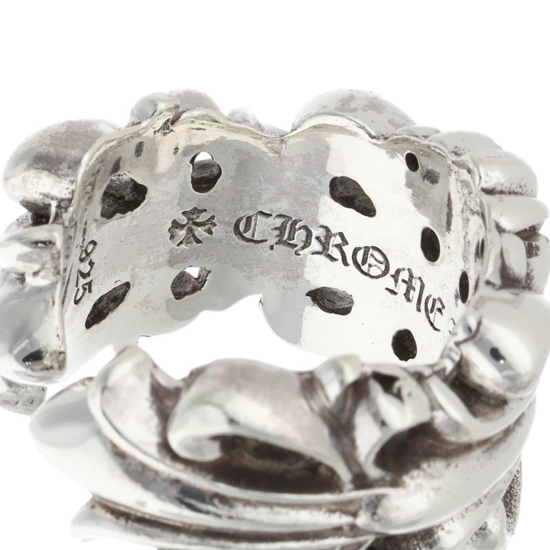Chrome Hearts DBL FLRL CRS 925 Silver Ring Size 19.5