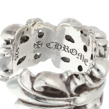 Chrome Hearts DBL FLRL CRS 925 Silver Ring Size 19.5