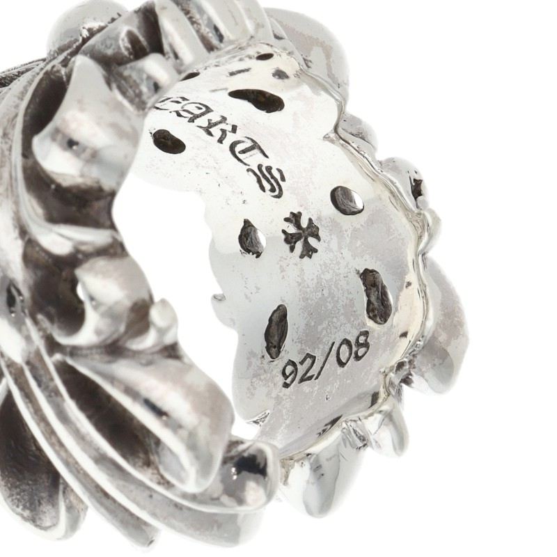 Chrome Hearts DBL FLRL CRS 925 Silver Ring Size 19.5