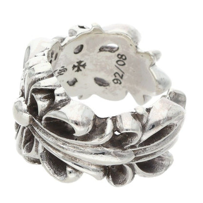 Chrome Hearts DBL FLRL CRS 925 Silver Ring Size 19.5